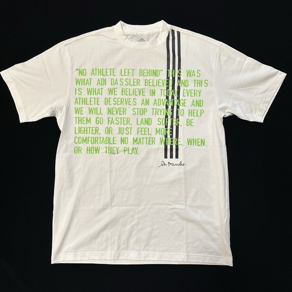 White Adidas ClimaLite ADI DASSLER Quote T-Shirt Mens XL - Picture 1 of 12